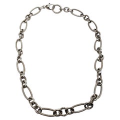 Judith Ripka Sterling Silver Rolo Link Chain Necklace #18934