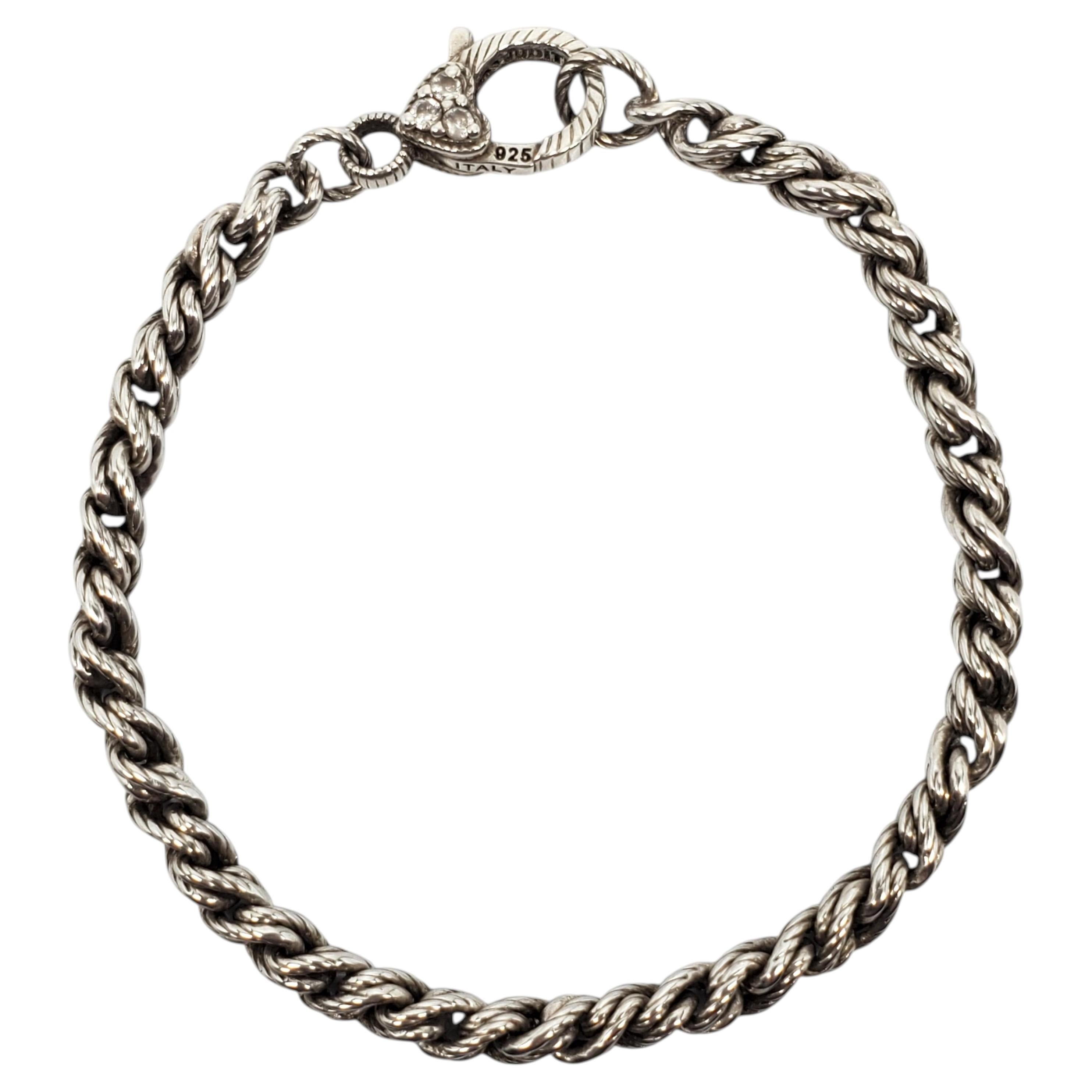 Judith Ripka Sterling Silver Rope Cable CZ Bracelet Italy #24567