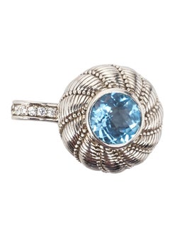 Judith Ripka Sterling Silver Round Blue Topaz Enhancer Pendant #23945