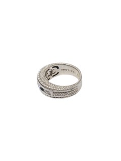 Judith Ripka Sterling Silver Sapphire & CZ Band Ring Size 7.25 #18663
