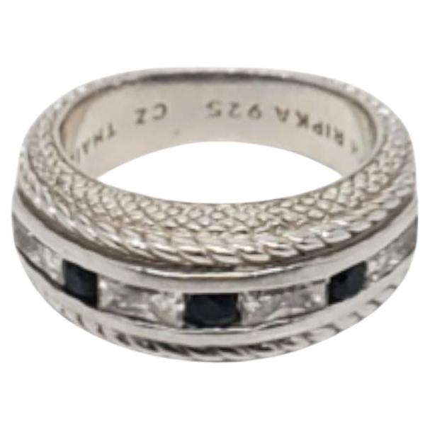 Judith Ripka Anillo de plata de ley con zafiro y circonita talla 7,25 #18663