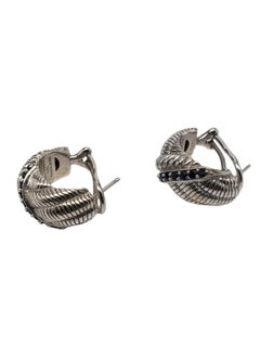 Judith Ripka Sterling Silver Sapphire Rope Earrings #18726