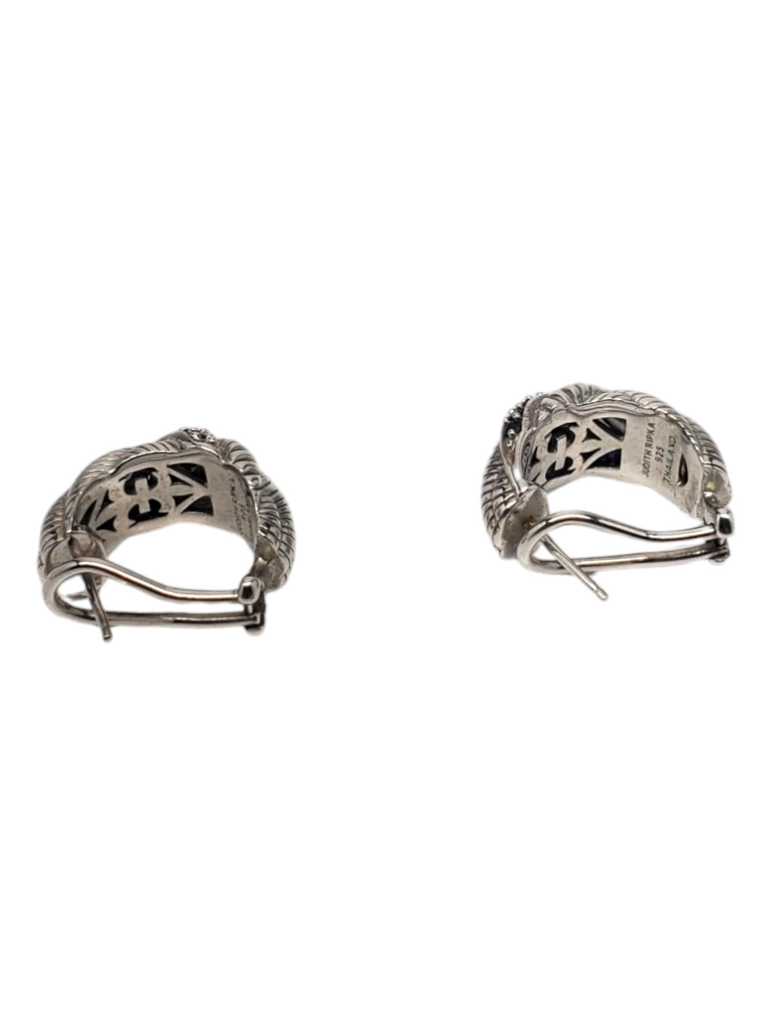 Orecchini a corda con zaffiro in argento Judith Ripka #18726 In condizioni buone in vendita a Washington Depot, CT