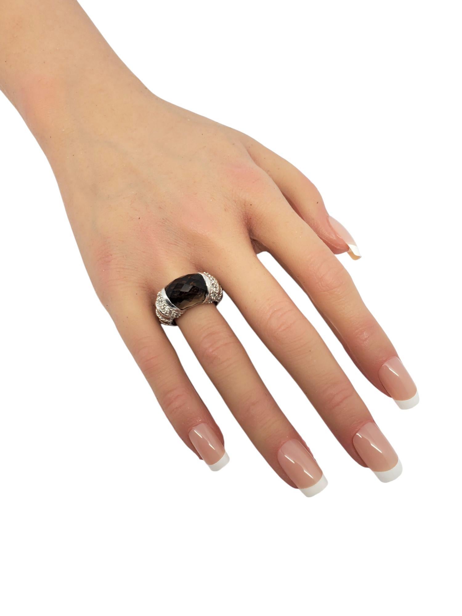 Judith Ripka Sterling Silver Smokey Topaz & CZ Ring Size 7  #21031 For Sale 5