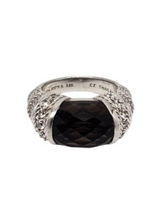 Anillo Judith Ripka de plata de ley con topacio ahumado y circonita talla 7  #21031