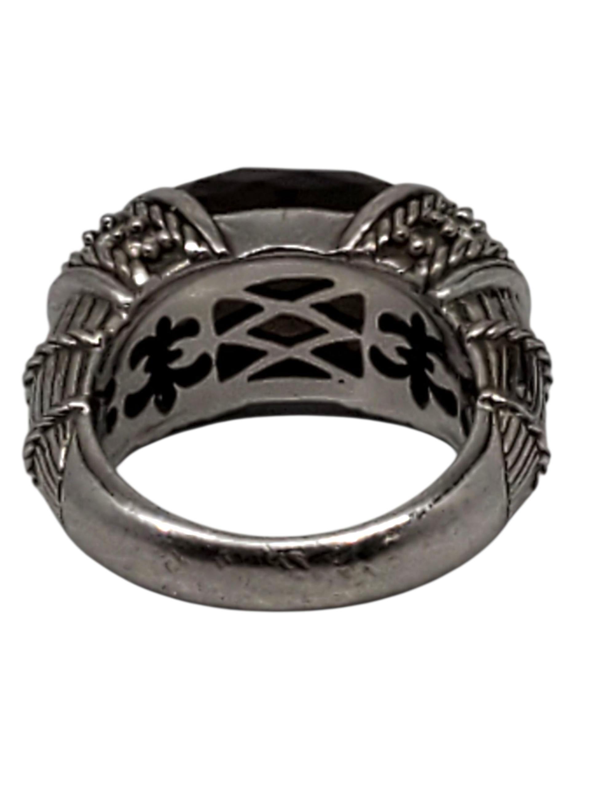 Judith Ripka - Anello da cocktail in argento con CZ marrone fumé - misura 6 #23433 In condizioni buone in vendita a Washington Depot, CT