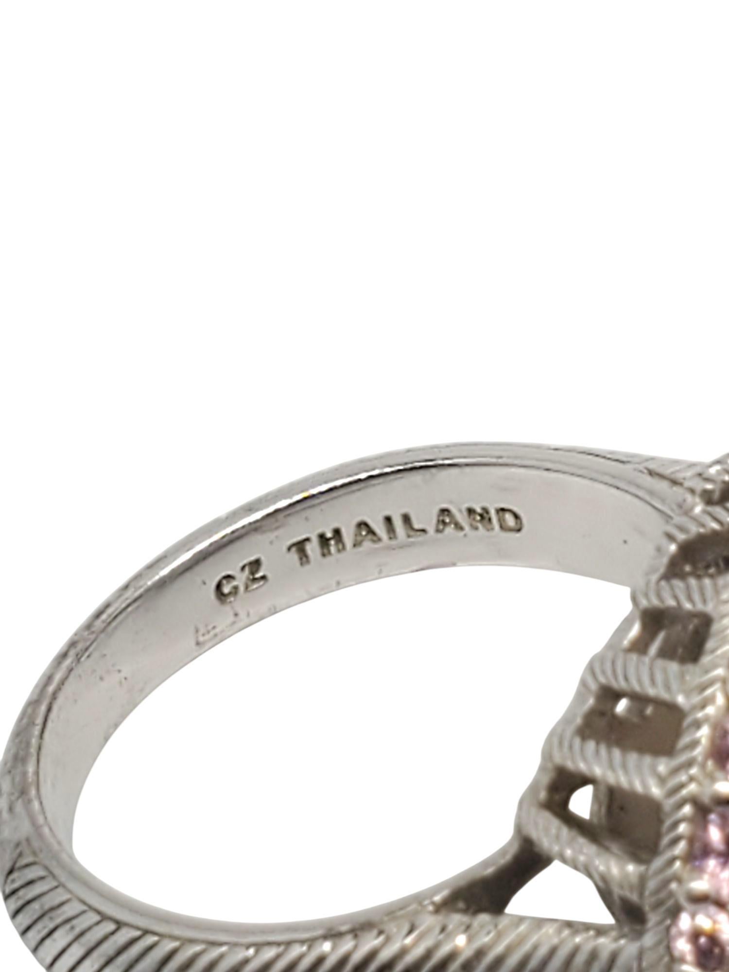 Judith Ripka Sterling Silver Smoky Quartz Pink CZ Ring Size 7 #21077 For Sale 2