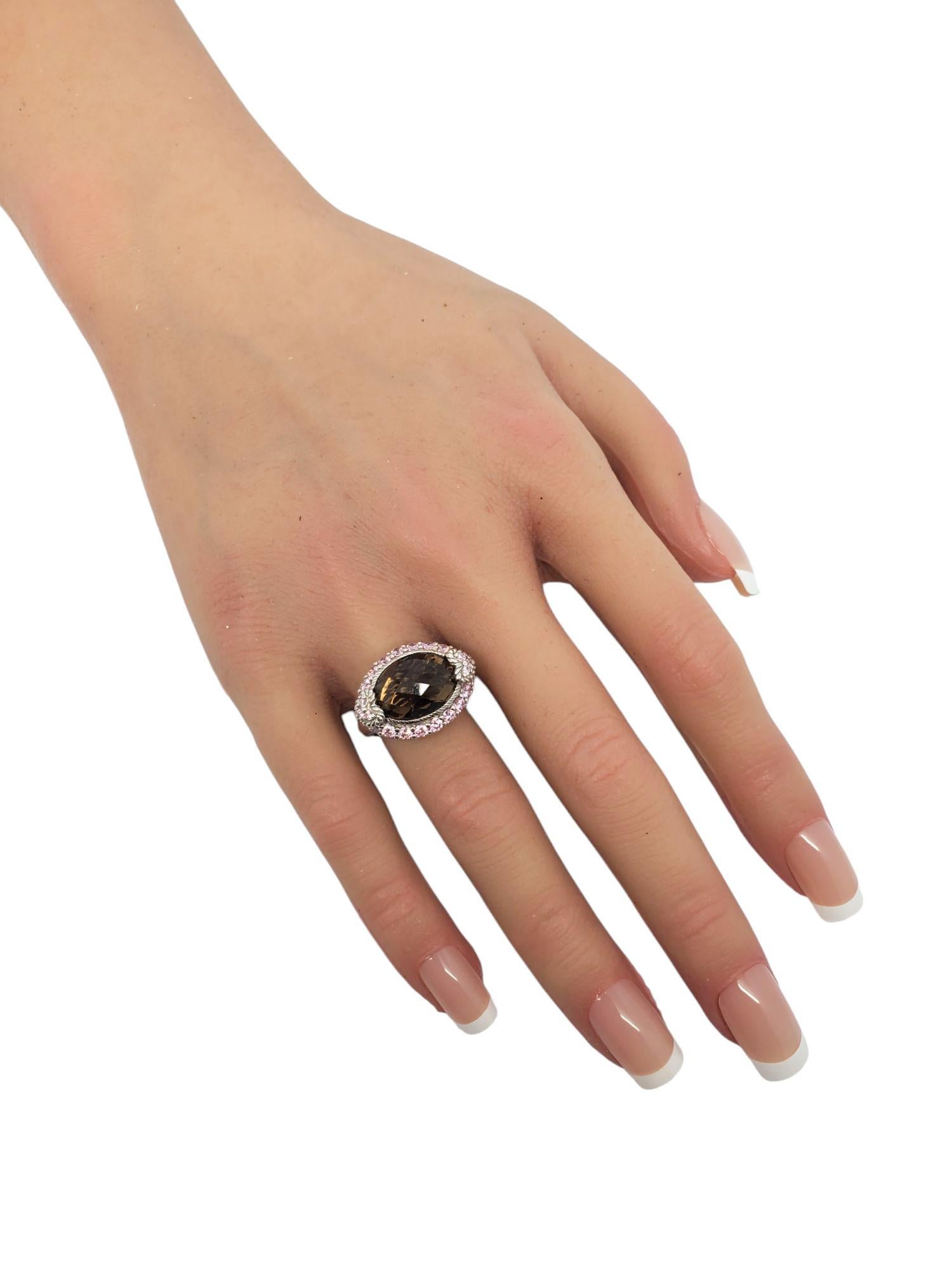 Judith Ripka Sterling Silver Smoky Quartz Pink CZ Ring Size 7 #21077 For Sale 3