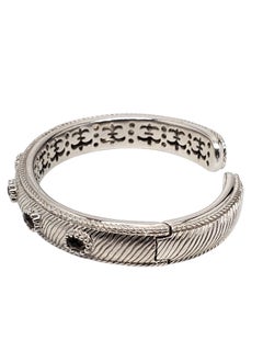 Judith Ripka Sterling Silver Smoky Stone Rope Hinged Bracelet #24100