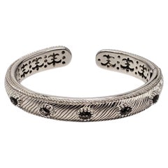 Judith Ripka Sterling Silver Smoky Stone Rope Hinged Bracelet #24100