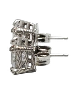 Judith Ripka Sterling Silver Square CZ Stud Earrings #22607