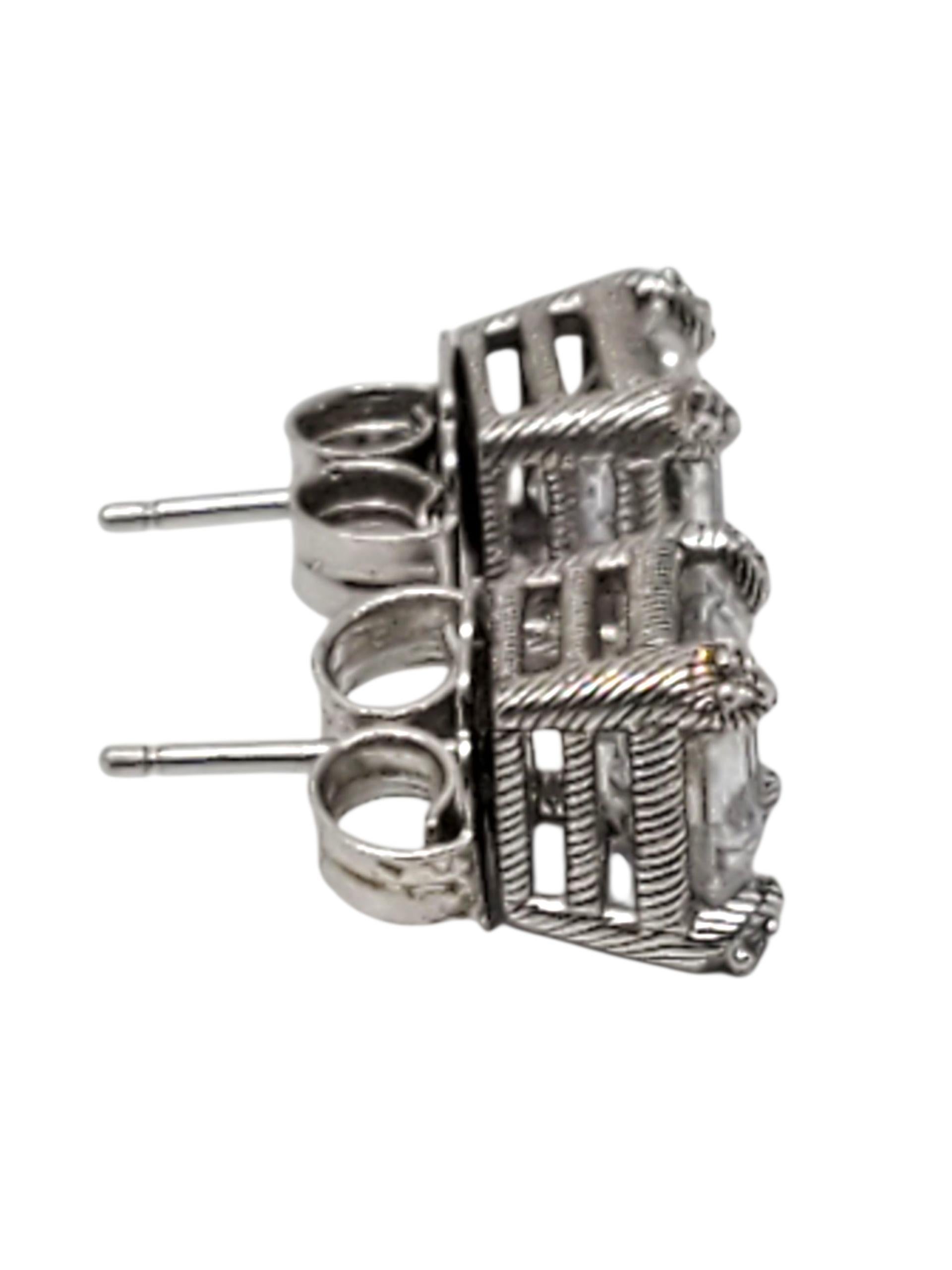 Judith Ripka Orecchini a perno quadrati in argento Sterling CZ #22607 In condizioni buone in vendita a Washington Depot, CT