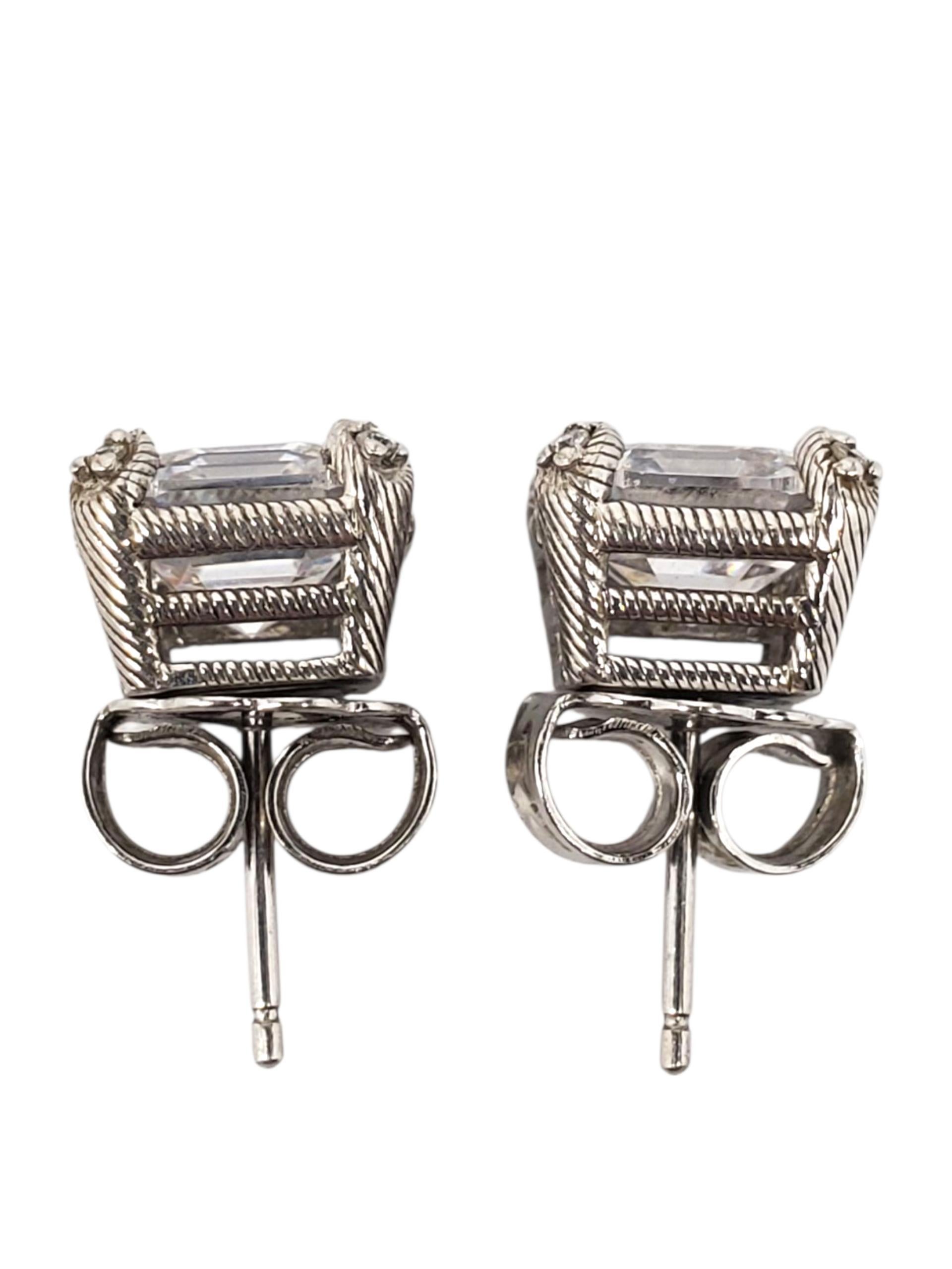 Donna Judith Ripka Orecchini a perno quadrati in argento Sterling CZ #22607 in vendita