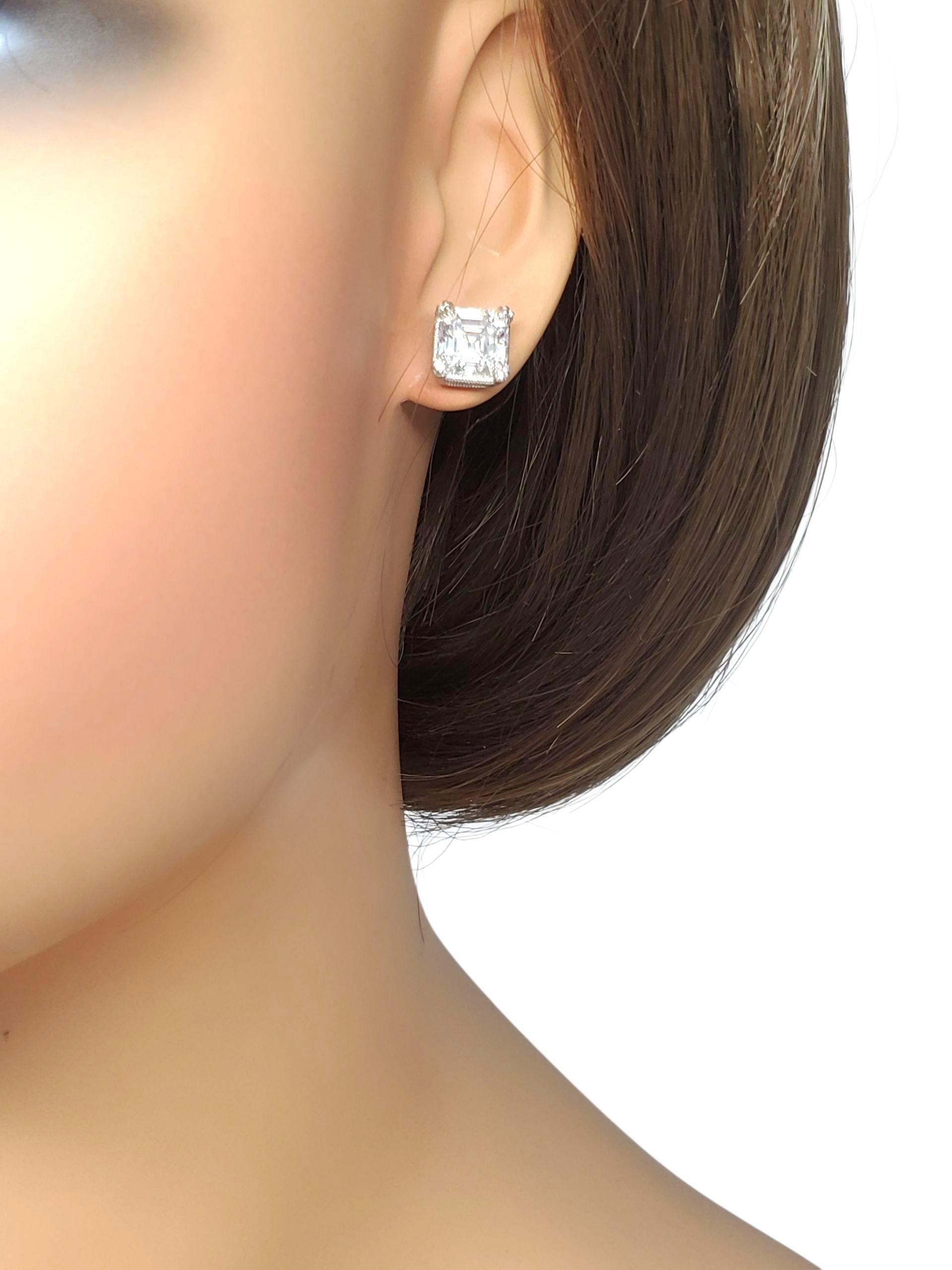 Judith Ripka Orecchini a perno quadrati in argento Sterling CZ #22607 in vendita 3