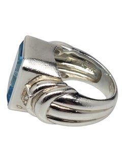 Judith Ripka Sterling Silver Swiss Blue Topaz Ring Size 7 #23899