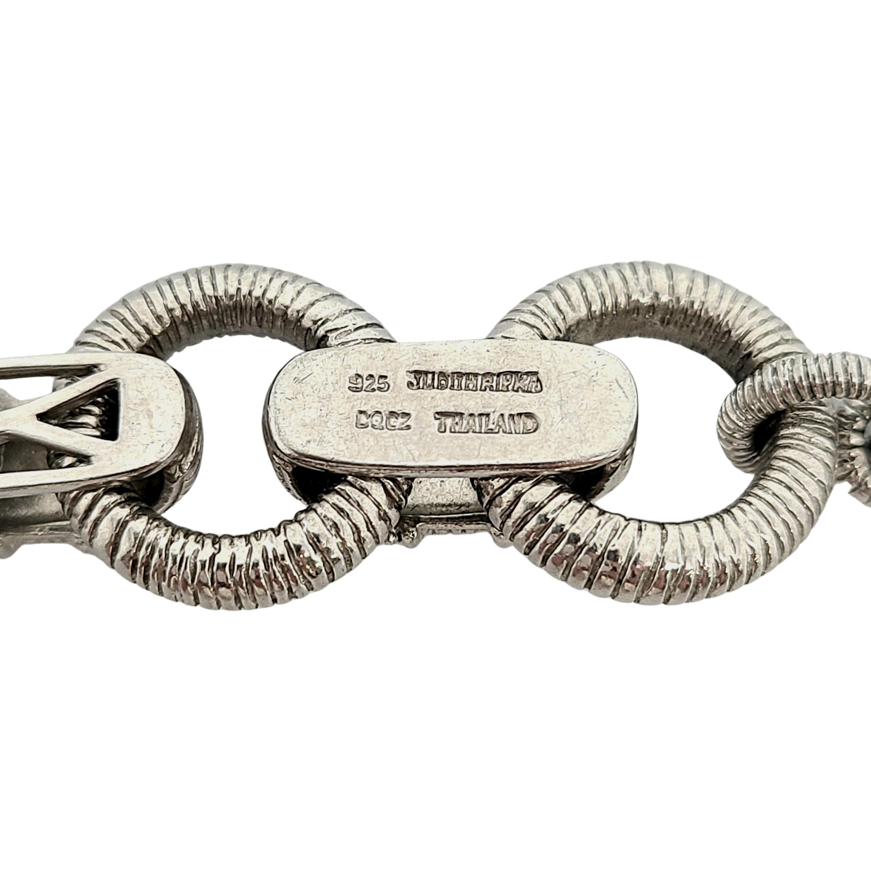 Women's Judith Ripka Sterling Silver Textured Link CZ Diamonique Toggle Bracelet