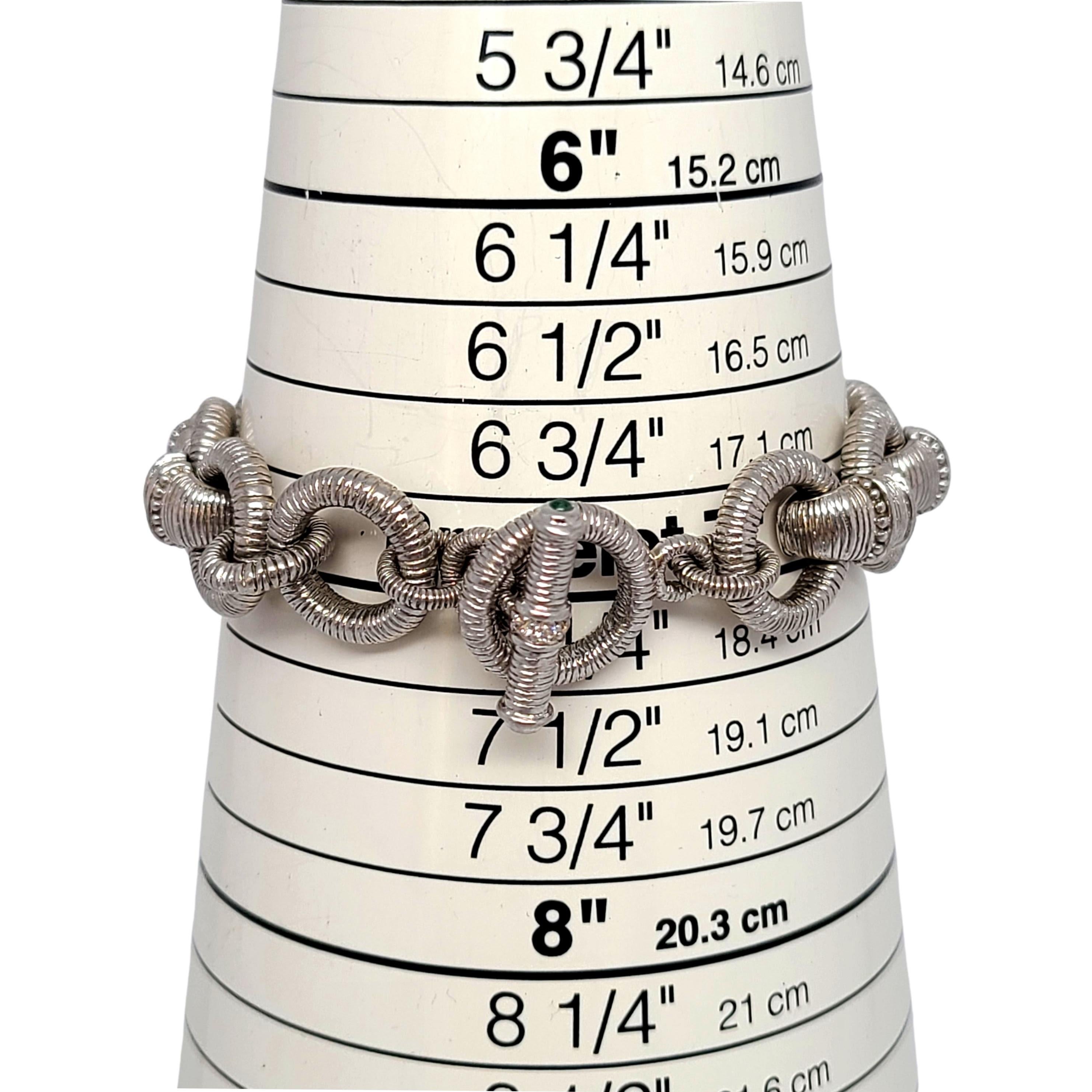Judith Ripka Sterling Silver Textured Link CZ Diamonique Toggle Bracelet 2