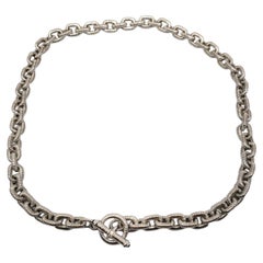 Judith Ripka Sterling Silver Textured Link Necklace 18" #19941