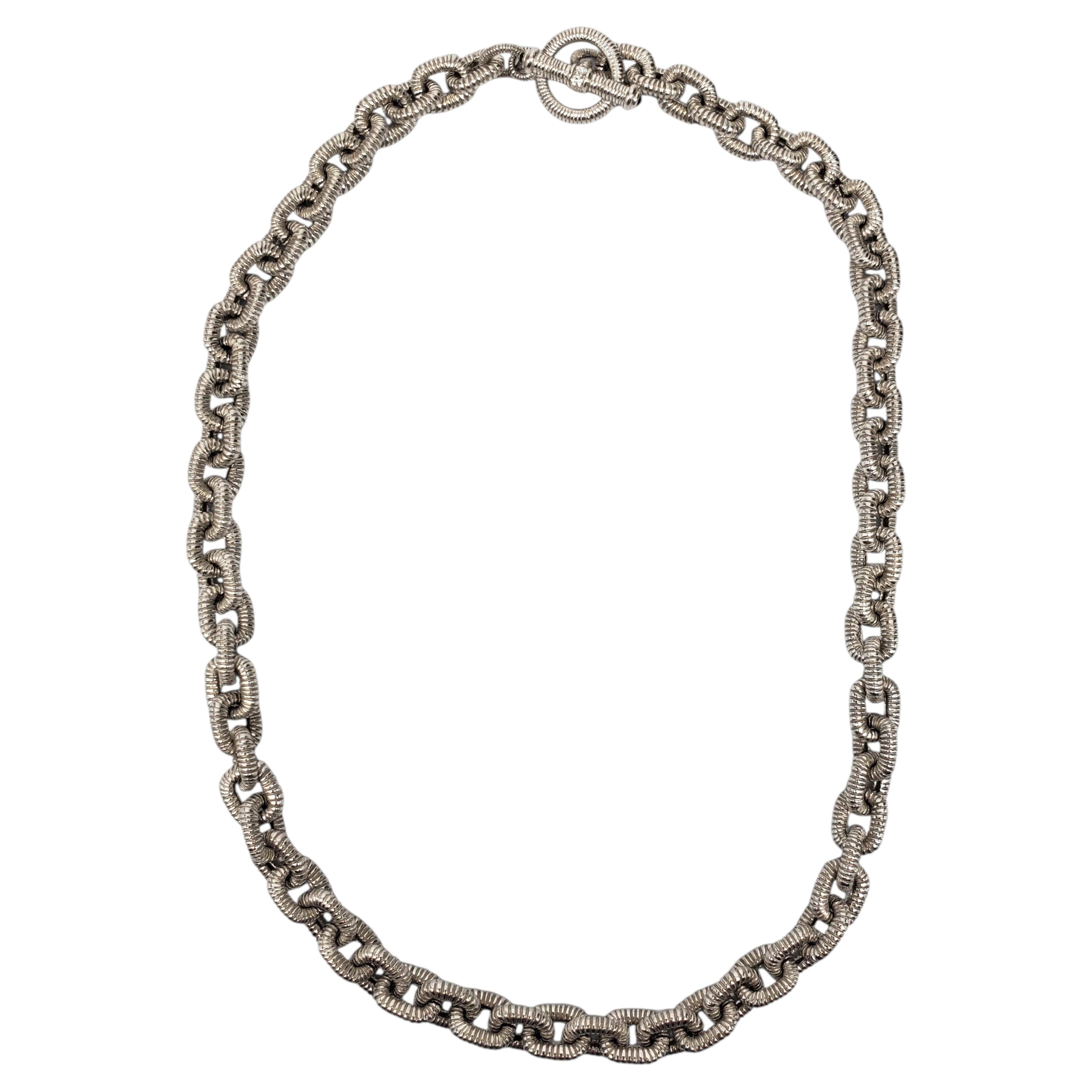 Judith Ripka Sterling Silber texturiert Toggle Link Halskette #24086