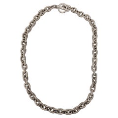 Judith Ripka Sterling Silver Textured Toggle Link Necklace #24086