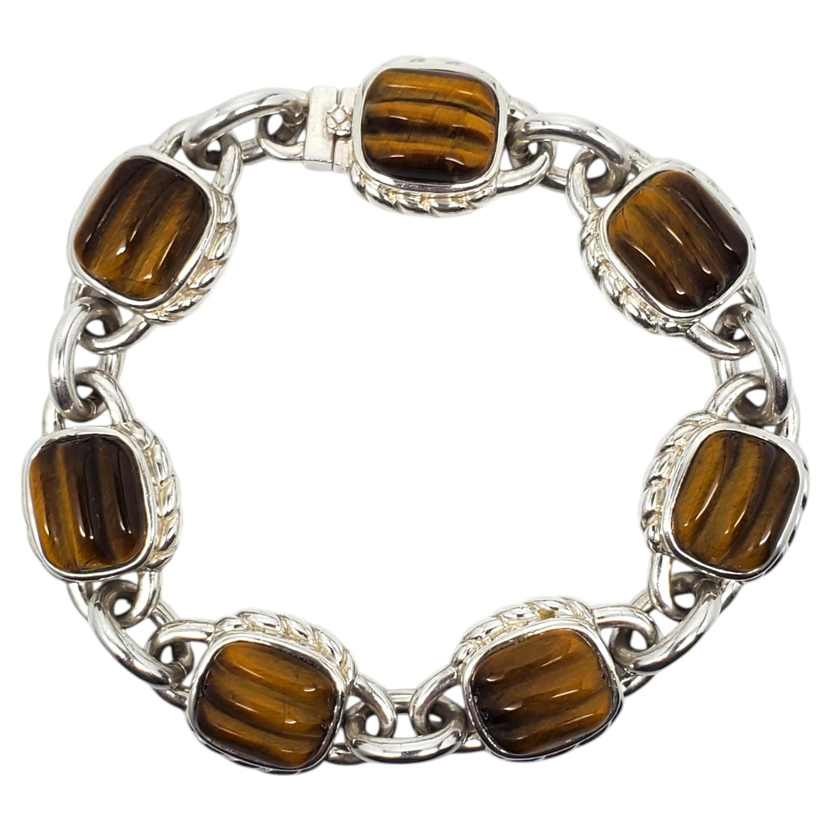 Judith Ripka Sterling Silver Tiger Eye Bracelet #23871 For Sale