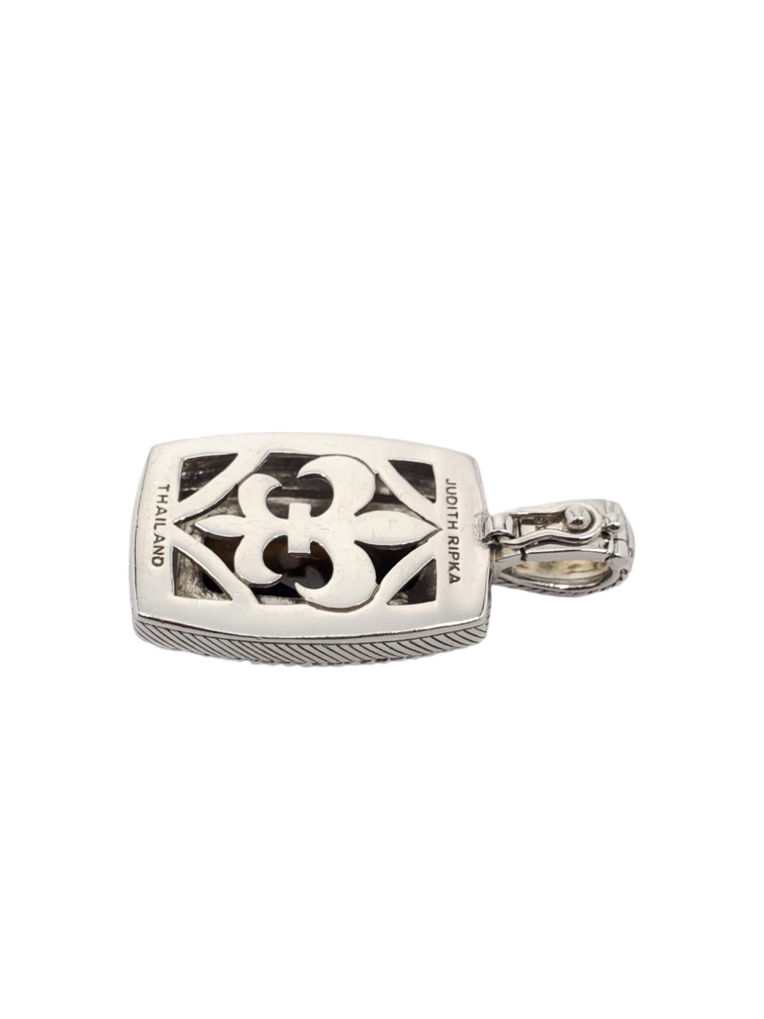Judith Ripka Sterling Silver Tiger Eye Pendant #18677 For Sale 2