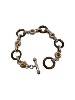 Judith Ripka Bracelet à bascule tigre et citrine en argent sterling #18765