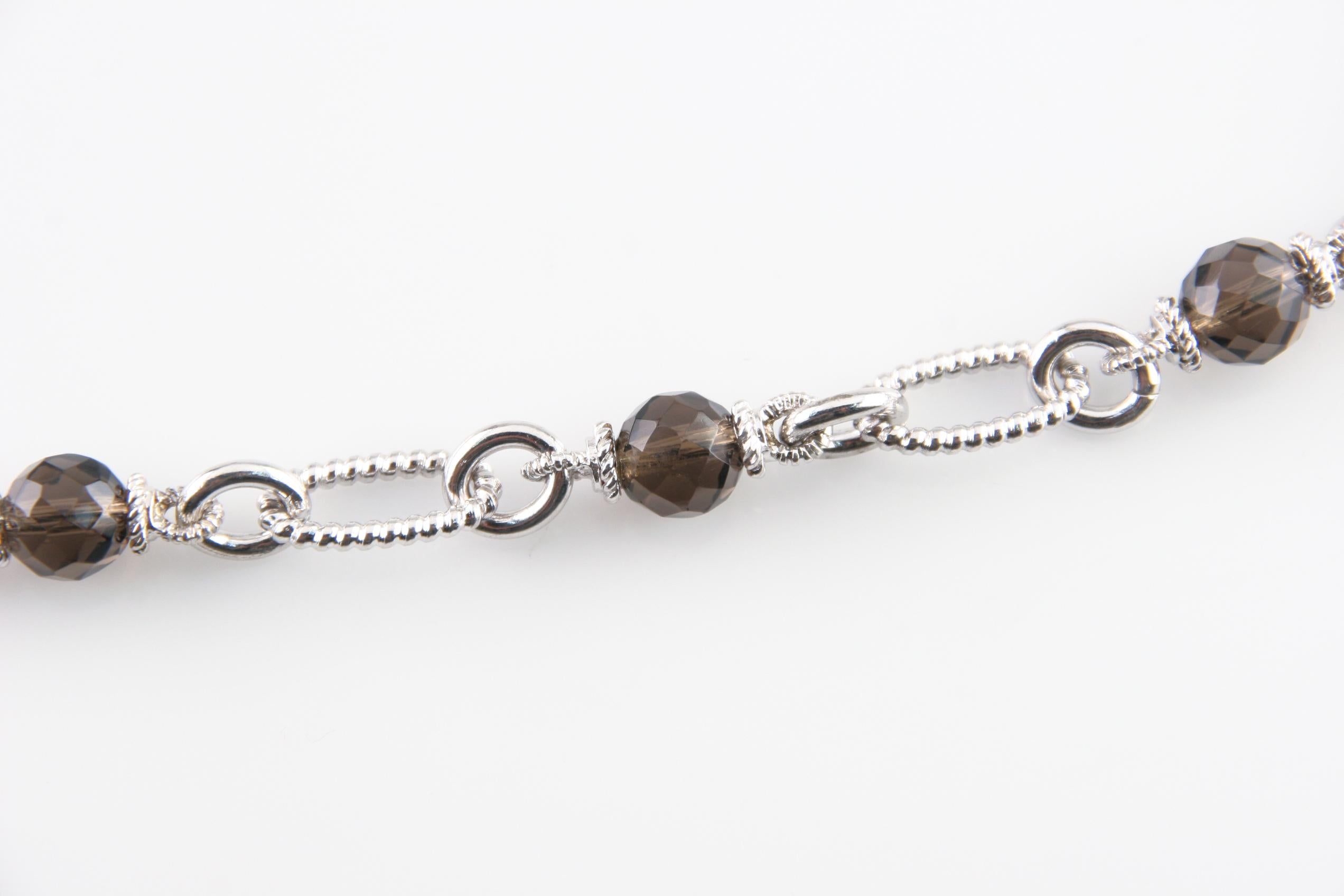 da uomo o donna Ciondolo con occhio di tigre e catena di quarzo fumé in argento sterling di Judith Ripka, misura 17 in vendita