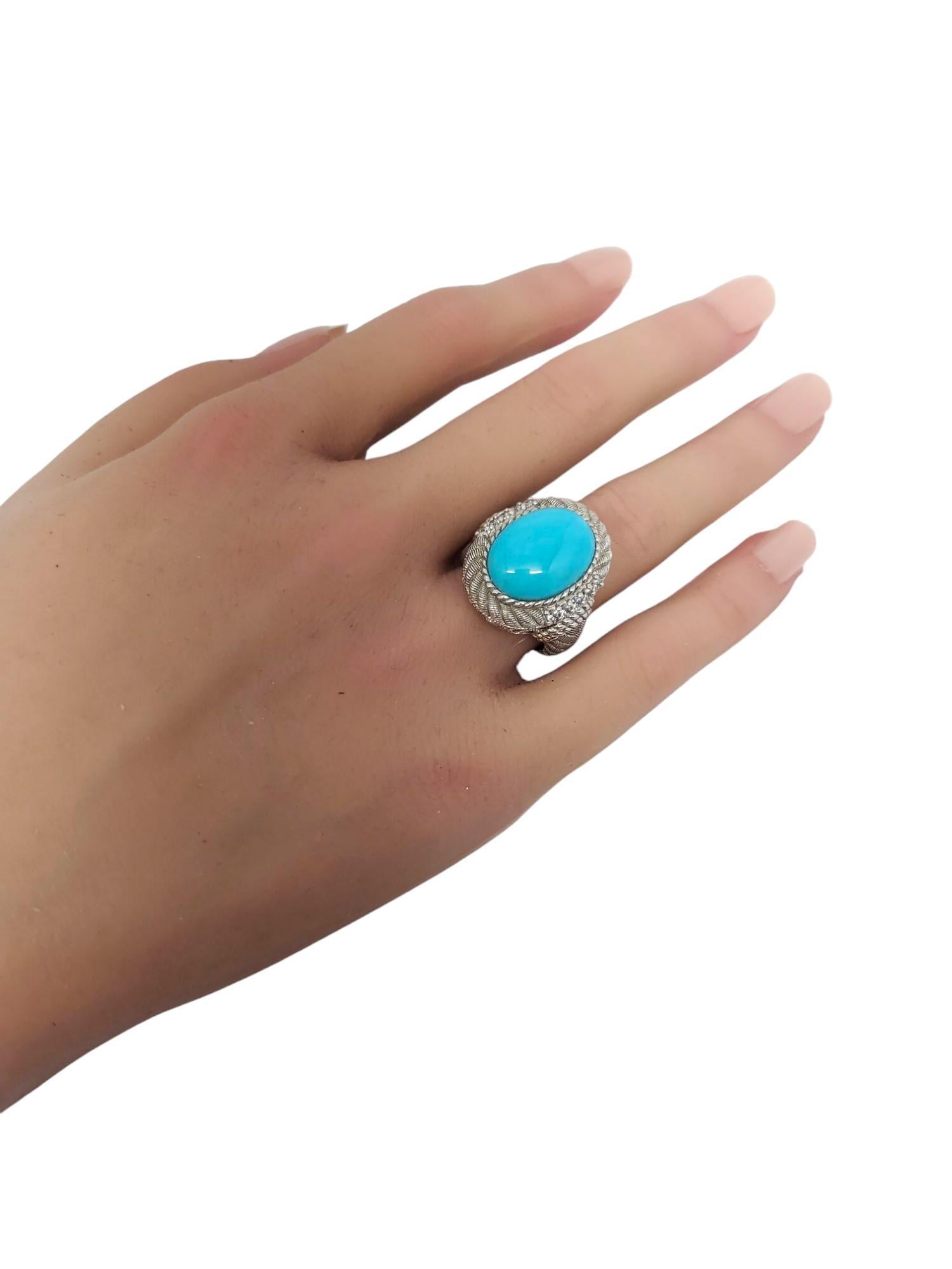 Judith Ripka Sterling Silver Turquoise and CZ Ring Size 7 #21106 4