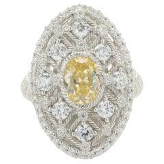 Judith Ripka Sterling Silver White and Yellow CZ Ring