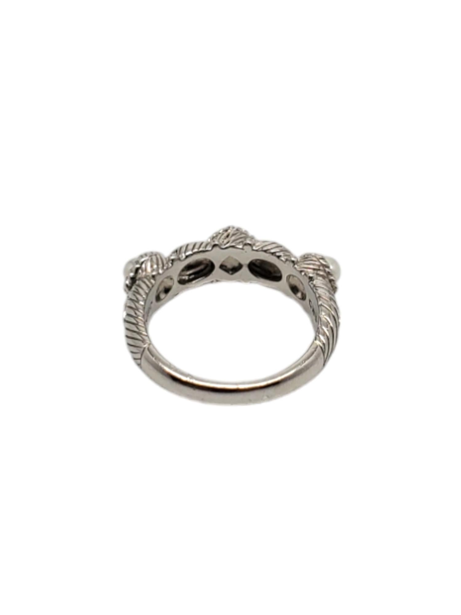 Round Cut Judith Ripka Sterling Silver White Pearl Ring Size 8 # 18704 For Sale