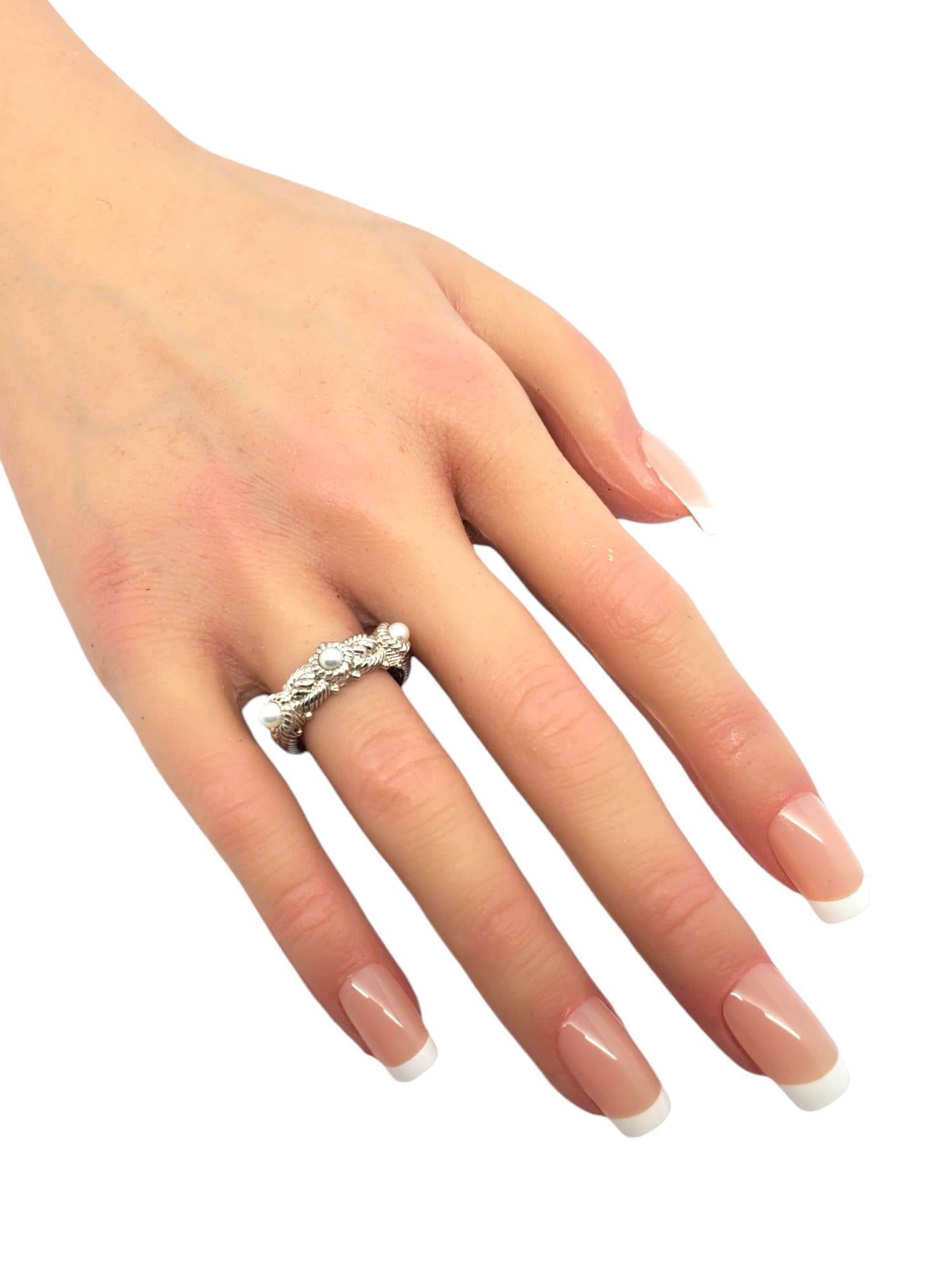 Judith Ripka Sterling Silver White Pearl Ring Size 8 # 18704 For Sale 2