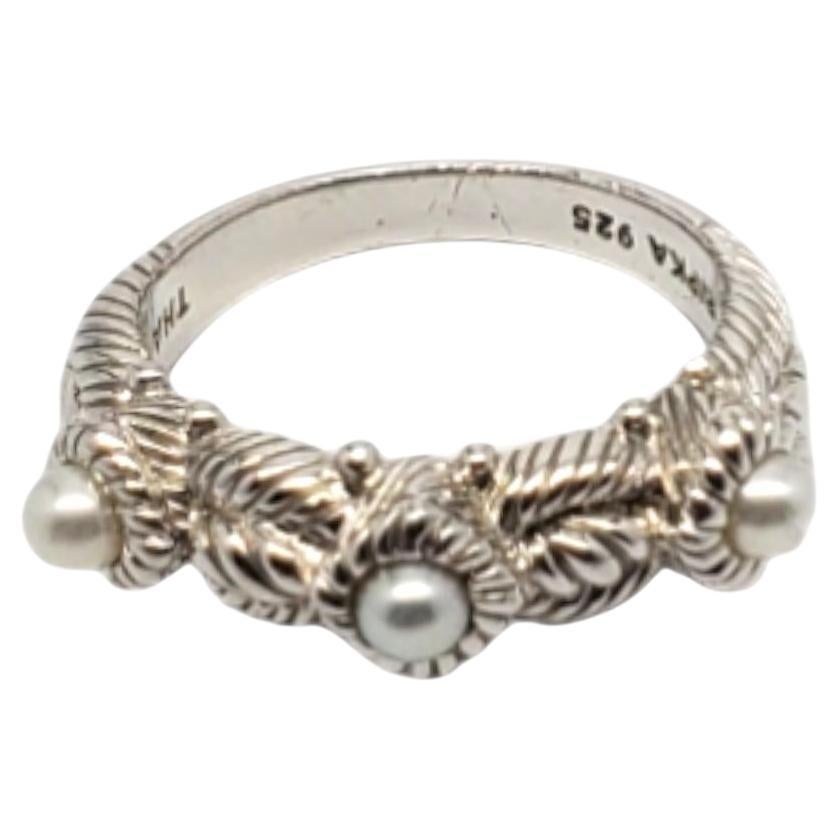 Judith Ripka Sterling Silver White Pearl Ring Size 8 # 18704
