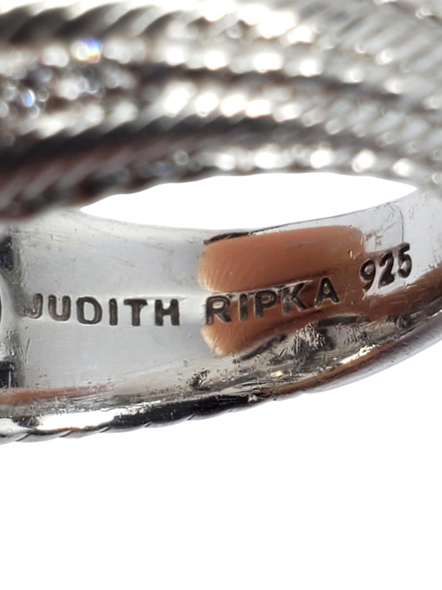 Judith Ripka Anillo de plata de ley con circonitas bañado en oro de 14 quilates Talla 8 #18692 1