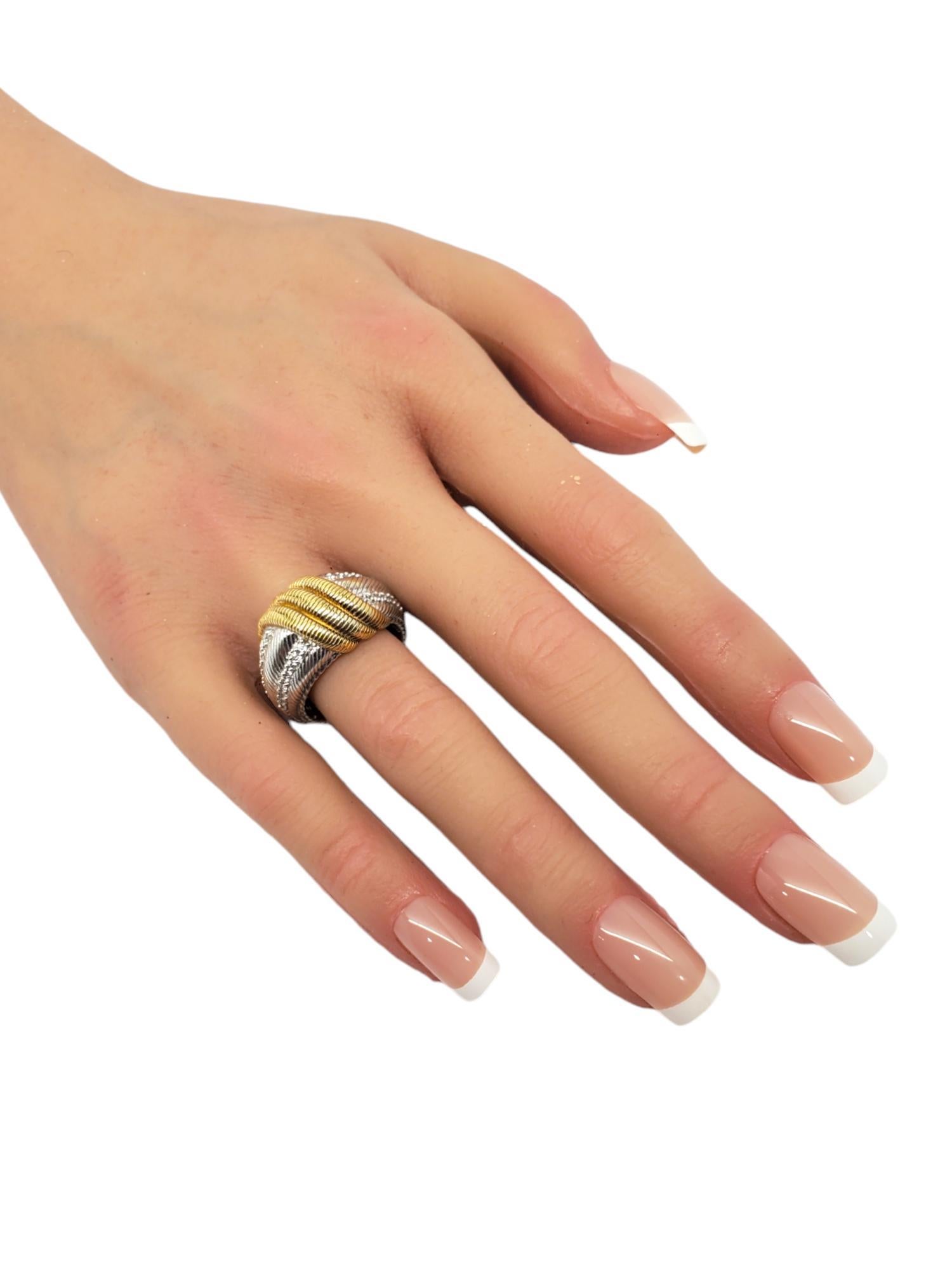 Judith Ripka Anillo de plata de ley con circonitas bañado en oro de 14 quilates Talla 8 #18692 3