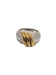 Judith Ripka Anillo de plata de ley con circonitas bañado en oro de 14 quilates Talla 8 #18692