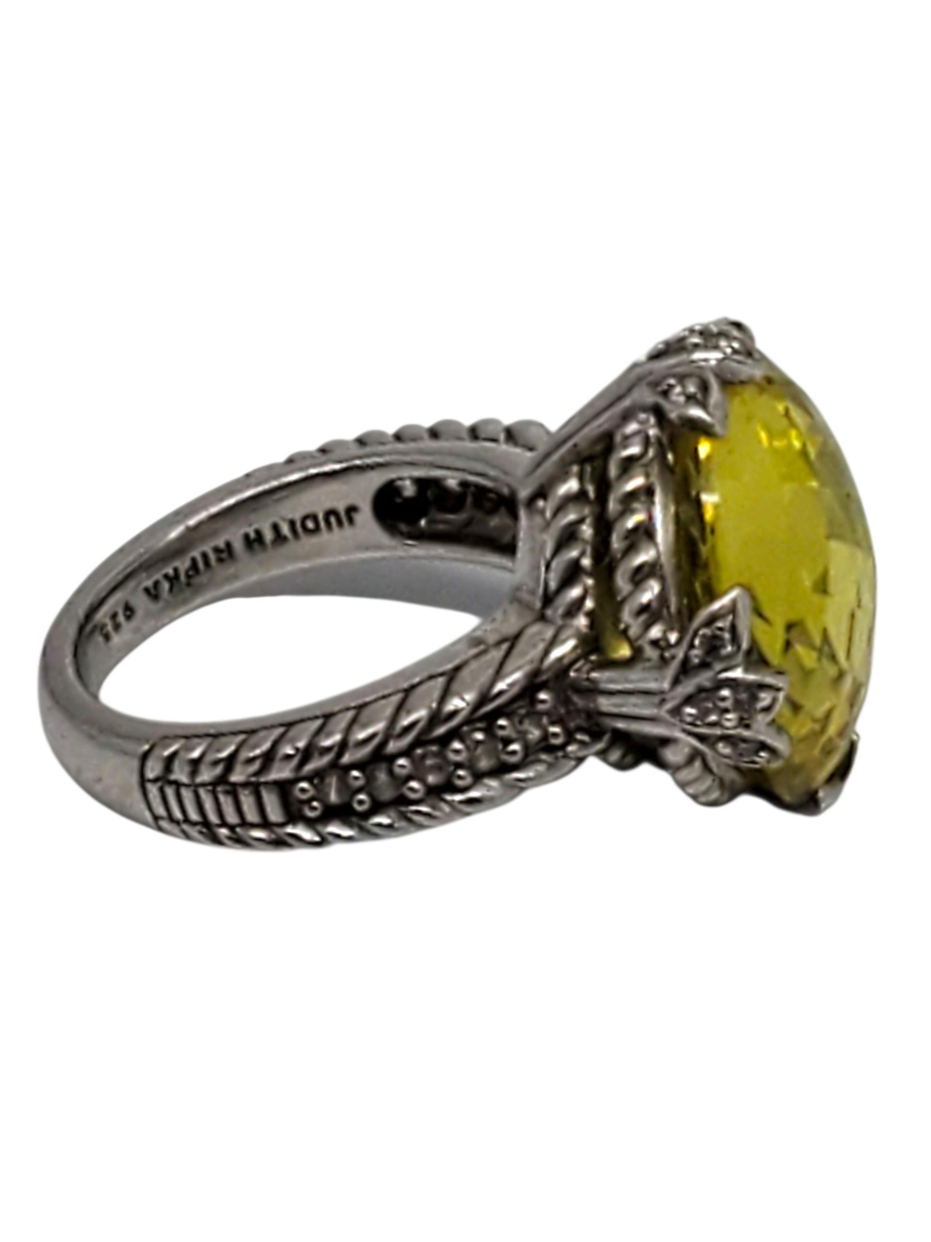 Judith Ripka Sterling Silber Gelb CZ Aussage Ring Größe 6 #23436 im Zustand „Gut“ im Angebot in Washington Depot, CT