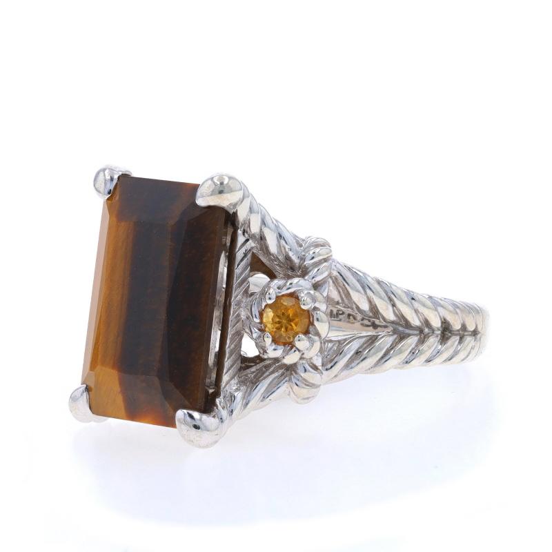 Judith Ripka Tigerauge Citrin Ring - Sterlingsilber 925 Smaragd Seil im Zustand „Hervorragend“ in Greensboro, NC