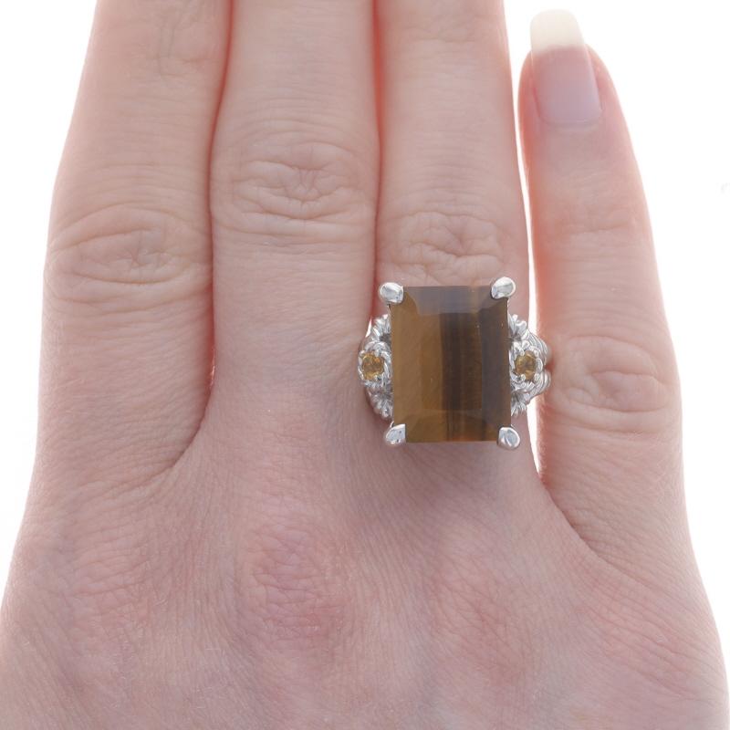 Judith Ripka Tigerauge Citrin Ring - Sterlingsilber 925 Smaragd Seil (Smaragdschliff)