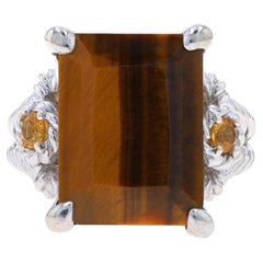 Judith Ripka Tigerauge Citrin Ring - Sterlingsilber 925 Smaragd Seil