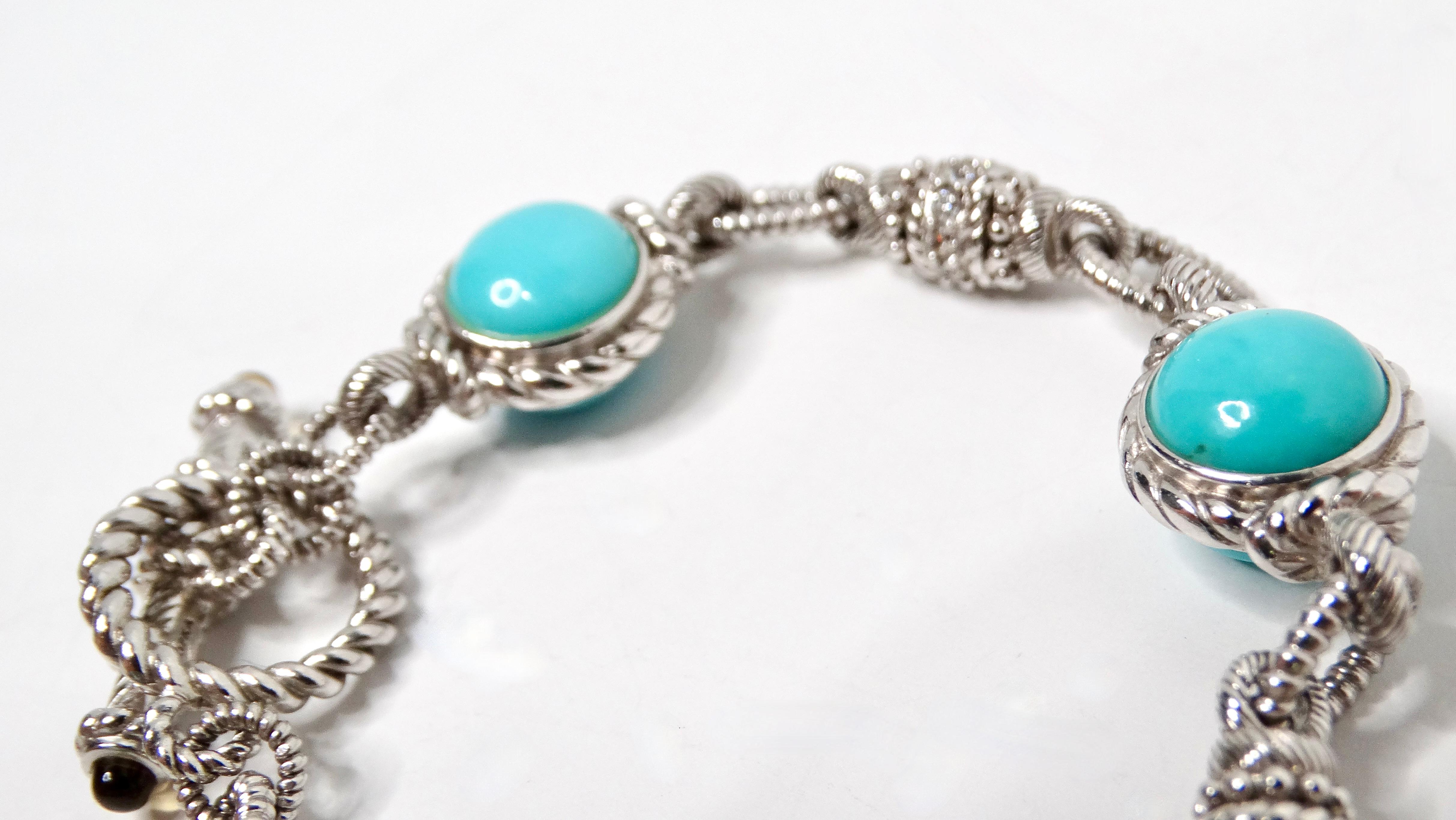 Judith Ripka Bracelet à maillons en argent sterling avec turquoise et citrine Pour femmes en vente