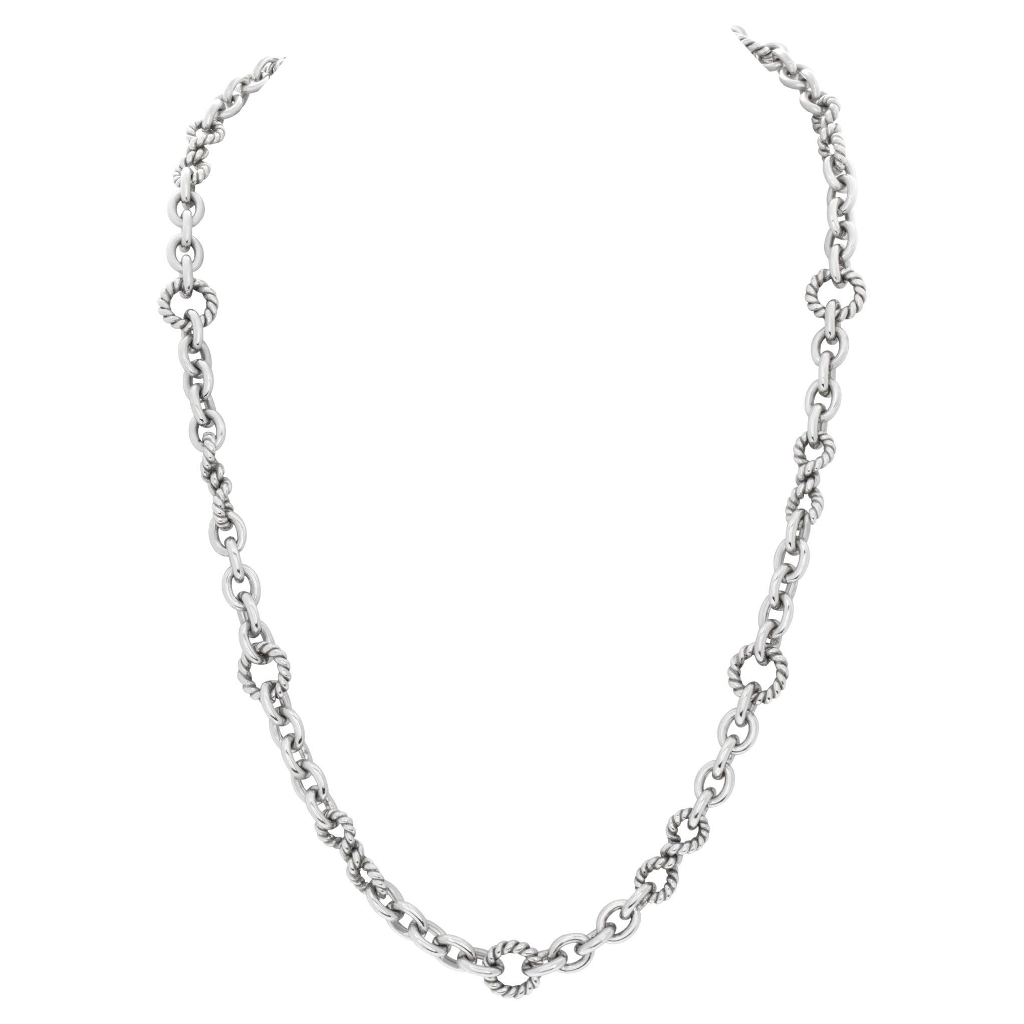 Judith Ripka Twisted O-Ring Chain Necklace in Sterling Silver For Sale