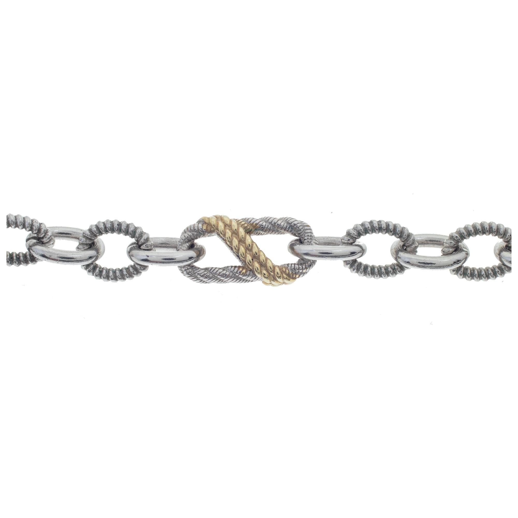 Judith Ripka: Zweifarbige, gedrehte, ovale Gliederkette aus Sterlingsilber im Zustand „Hervorragend“ im Angebot in Surfside, FL