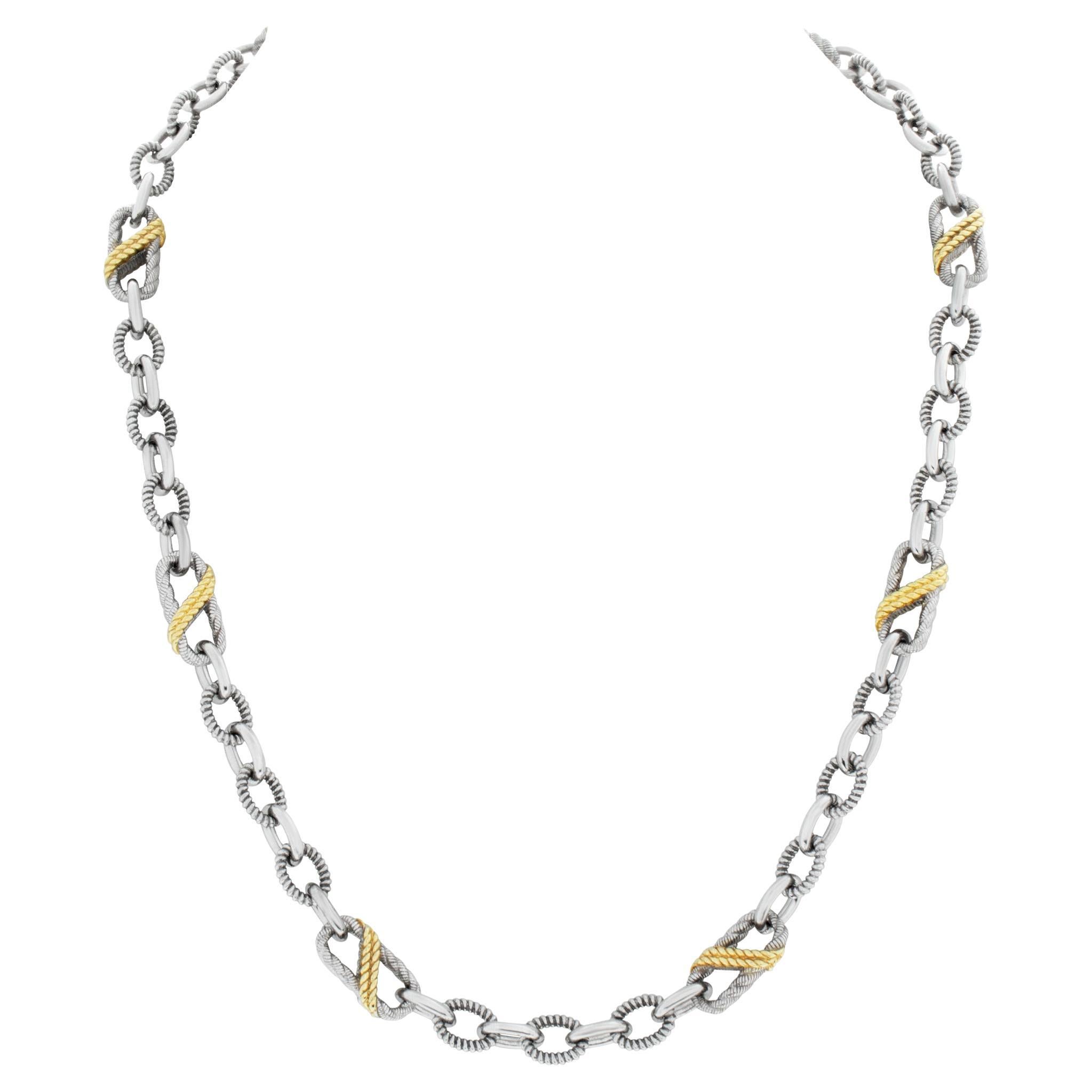 Judith Ripka twisted oval link two-tone chain in sterling silver