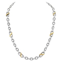 Judith Ripka: Zweifarbige, gedrehte, ovale Gliederkette aus Sterlingsilber