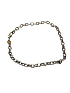 Judith Ripka Two Sterling 18kYellow Gold Diamond Textured Link Necklace #19951