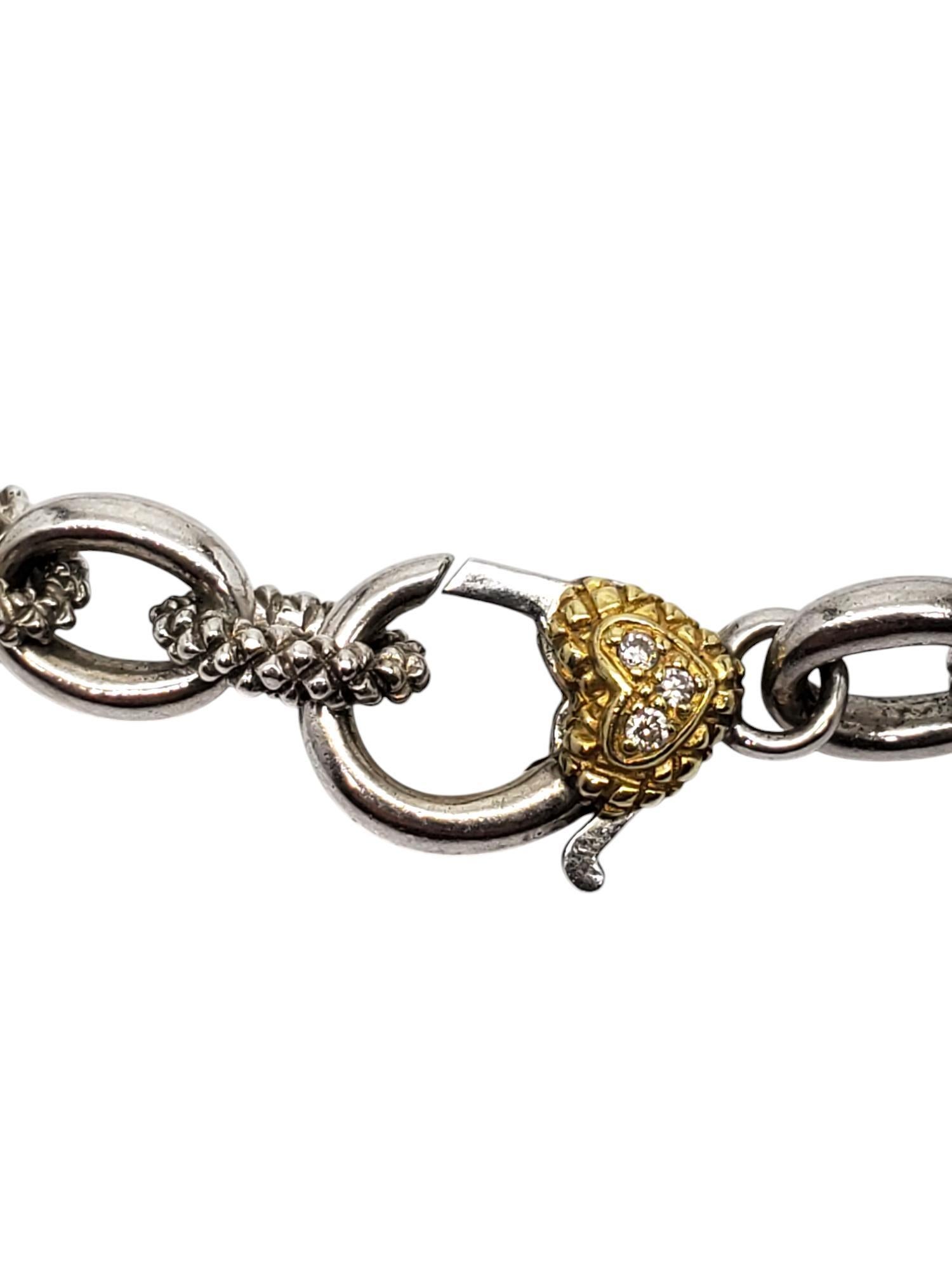 Judith Ripka Texturierte Gliederhalskette #19951, zwei Sterling 18k Gelbgold Diamant (Rundschliff) im Angebot