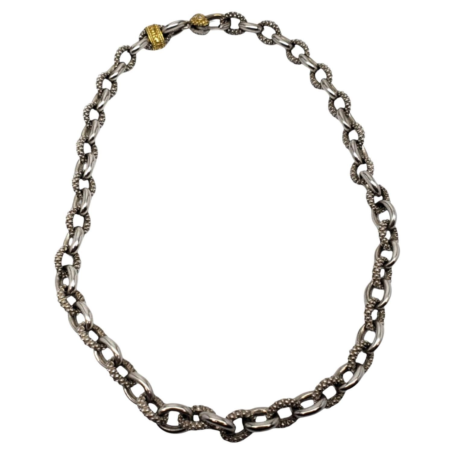 Judith Ripka Texturierte Gliederhalskette #19951, zwei Sterling 18k Gelbgold Diamant im Angebot