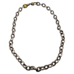 Judith Ripka Texturierte Gliederhalskette #19951, zwei Sterling 18k Gelbgold Diamant