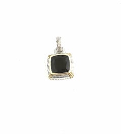 Judith Ripka Two Sterling Silver 18K Diamond Smokey Topaz Enhancer Pendant